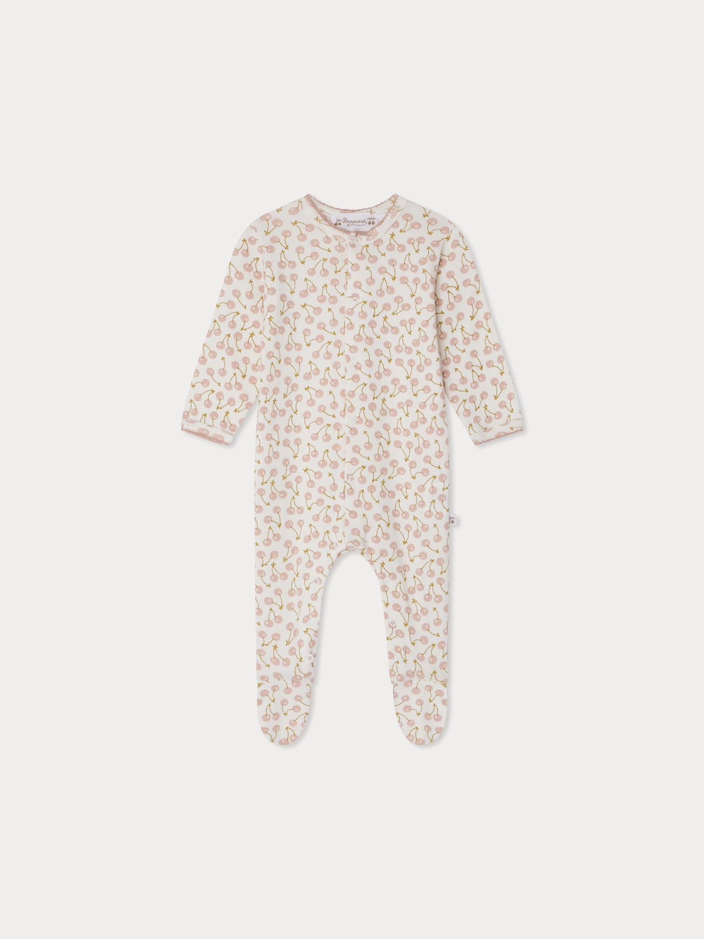 Golco pajama with round collar and cherry print in organic cotton