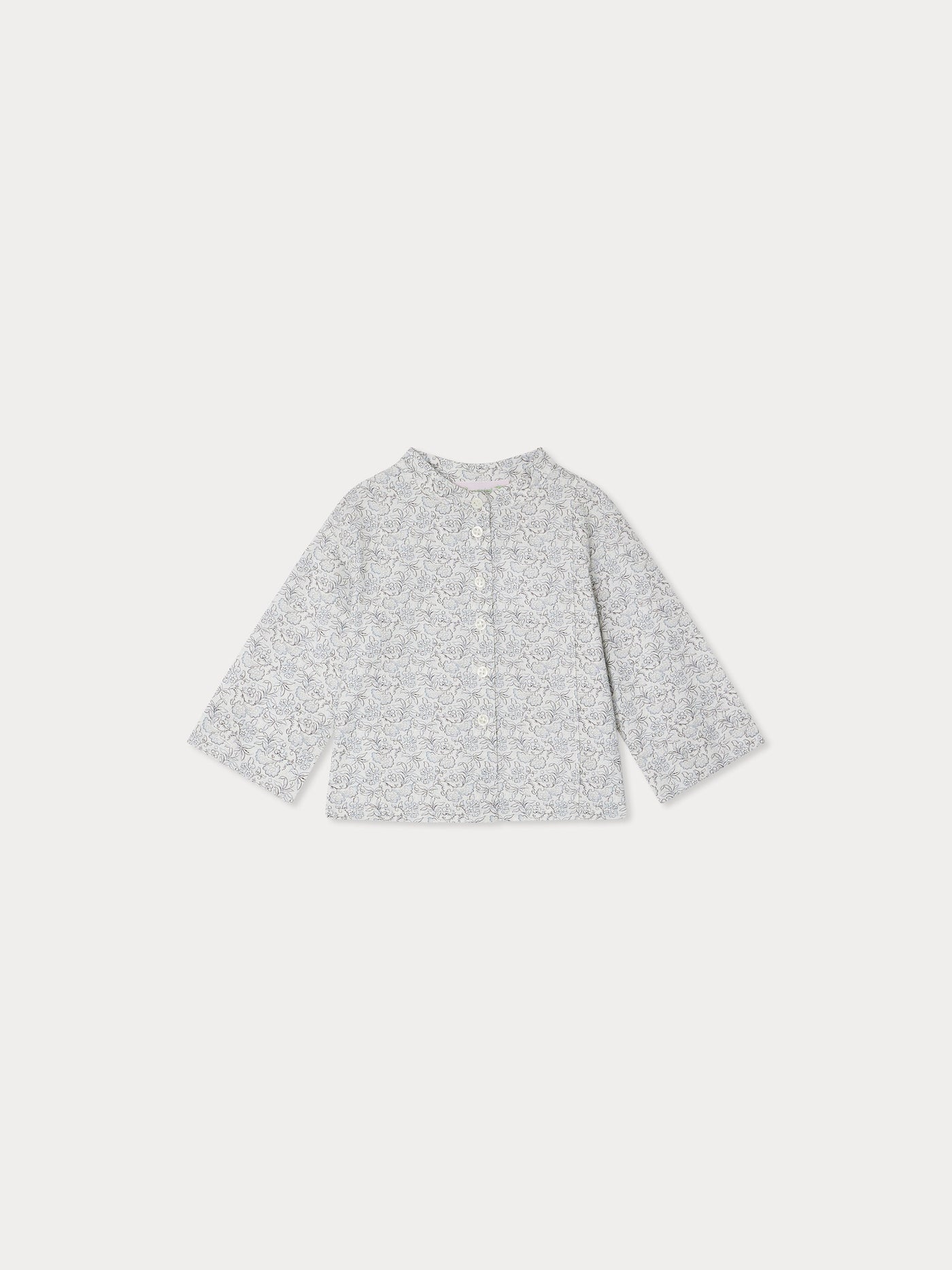 Ganni shirt with blue grey floral in organic cotton