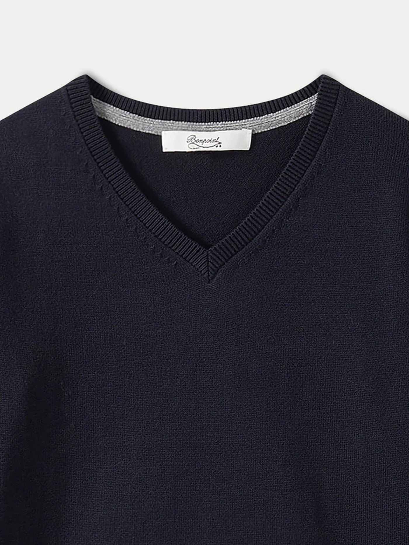 Pull à col V garçon marine